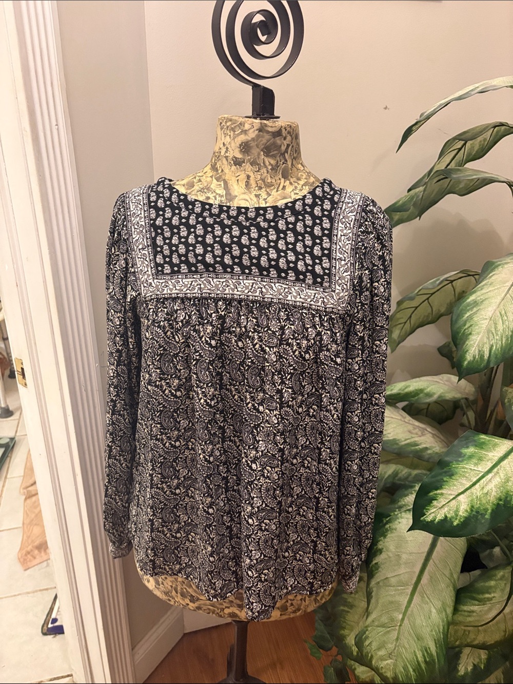 GAP Black & White Printed Long-Sleeve Tunic